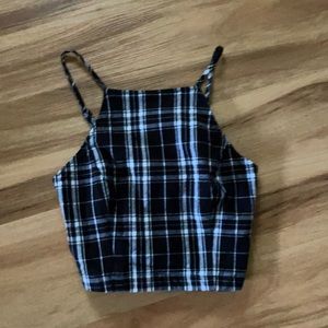 Plaid black and white Hollister tank top